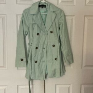 Black Rivet Light Green Trench Coat